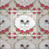 Perserkatzen-Rosen Stoff (Kachel)