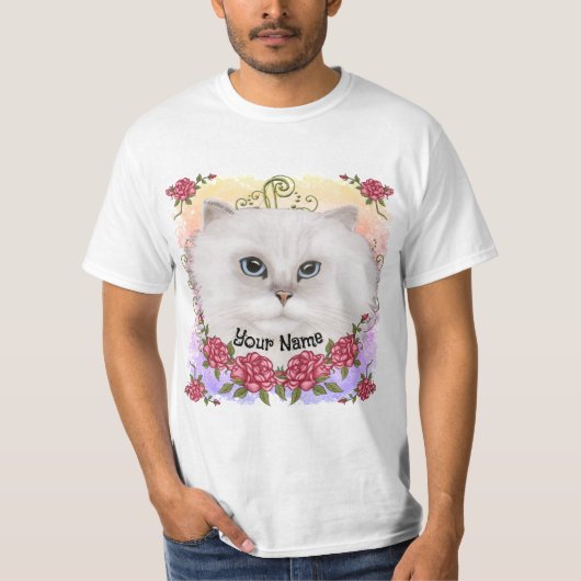 Perserkatzen Rosen T-Shirt (Vorderseite)