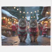 Perserkatzen Weihnachten Schnee Urlaub Fleecedecke (Vorderseite (Horizontal))