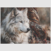 Perserteppich Weißer Wolf Porträt Seidenpapier (Vorderseite)