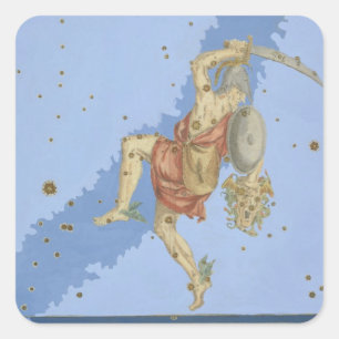 Perseus mit dem Kopf Medusa, aus "Uranometria Quadratischer Aufkleber
