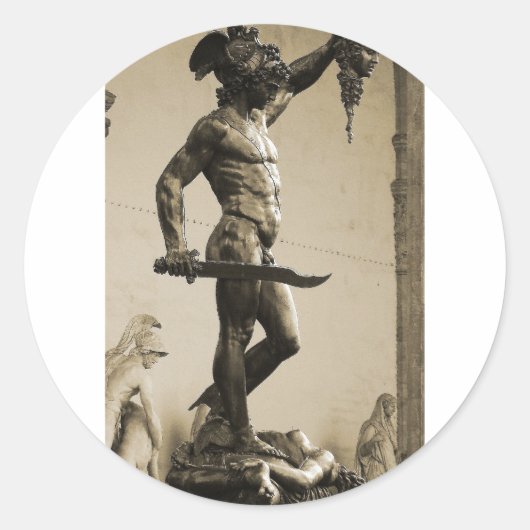 Perseus mit dem Kopf von Medusa Runder Aufkleber (Vorderseite)