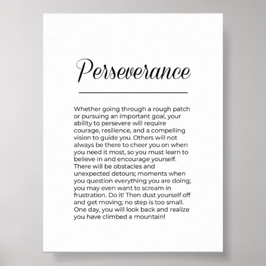 PERSEVERANCE Motivierend Wandkunst Poster (Vorne)