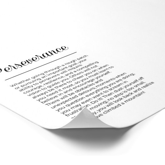 PERSEVERANCE Motivierend Wandkunst Poster (Ecke)