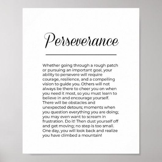PERSEVERANCE Motivierend Wandkunst Poster (Vorne)