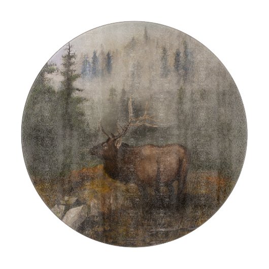 "Perseverance The Elk" Round Schneidebrett (Vorderseite)