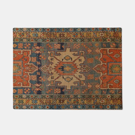 Persia Heriz Orange Blue Green Fußmatte (Vorderseite)