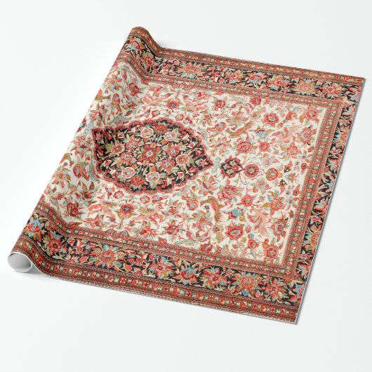 Persia Qum Tan Creme Red Geschenkpapier (Ungerollt)