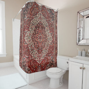 Persian Bakhtiari Deep Dark Red Tan Duschvorhang