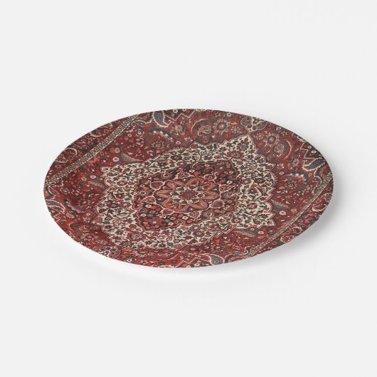 Persian Bakhtiari Deep Dark Red Tan  Pappteller (Schrägansicht)