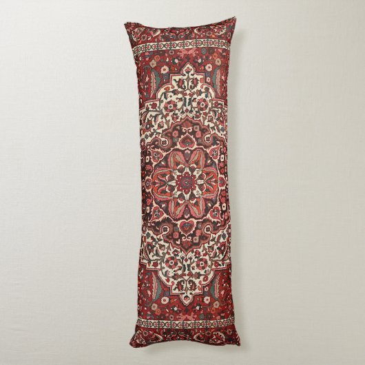 Persian Bakhtiari Deep Dark Red Tan Seitenschläferkissen (Rückseite (Vertikal))