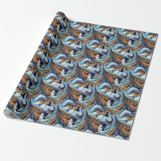 Persian Blue Agate: Oriental Luxury Texture Geschenkpapier (Ungerollt)
