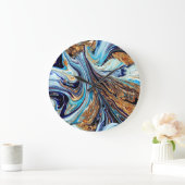 Persian Blue Agate: Oriental Luxury Texture Große Wanduhr (Zuhause)