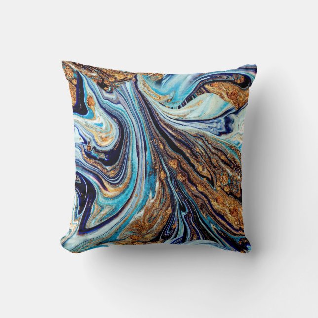 Persian Blue Agate: Oriental Luxury Texture Kissen (Vorderseite)
