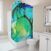 PERSIAN BLUE, Chartreuse grün. Sehr schöne Kunst Duschvorhang (Beispiel)