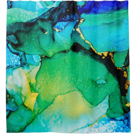 PERSIAN BLUE, Chartreuse grün. Sehr schöne Kunst Duschvorhang (Vorderseite)