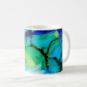 PERSIAN BLUE, Chartreuse grün. Sehr schöne Kunst Kaffeetasse (VorderseiteRechts)