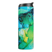 PERSIAN BLUE, Chartreuse grün. Sehr schöne Kunst Thermosbecher (Nach links gedreht)