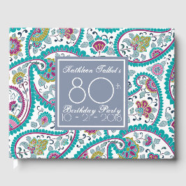 Persian Boteh Paisley 80th Birthday Party Guest B Gästebuch