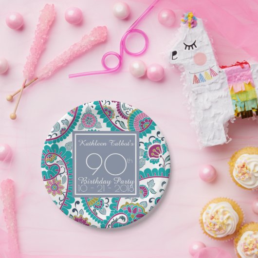 Persian Boteh Paisley 90 th Birthday Party Paper P Pappteller (Party)