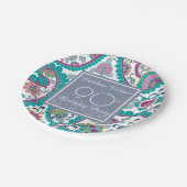Persian Boteh Paisley 90 th Birthday Party Paper P Pappteller (Schrägansicht)