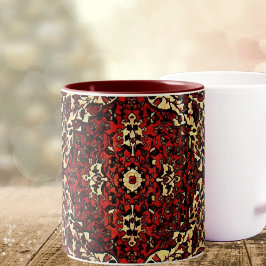 Persian carpet look in dark red and cream zweifarbige tasse