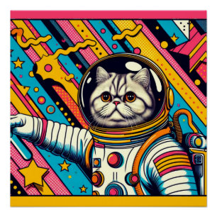 PERSIAN CAT-ASTRONAUT 3 POSTER