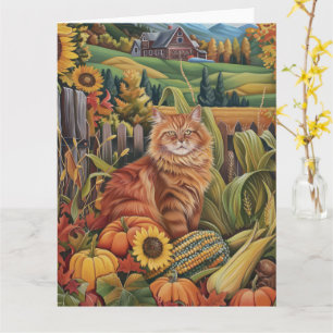 Persian Cat Autumn Harvest Erntedank Karte