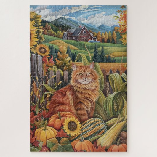 Persian Cat Autumn Harvest Erntedank Puzzle (Vertikal)
