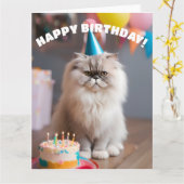 Persian Cat Birthday Party Karte (Gelbe Blume)