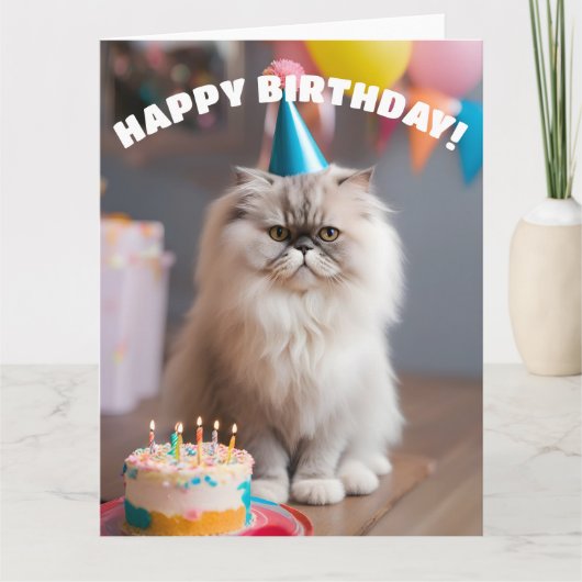 Persian Cat Birthday Party Karte (Vorderseite)