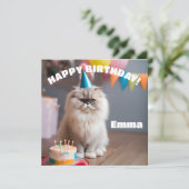 Persian Cat Birthday Party Karte (Stehend Vorderseite)