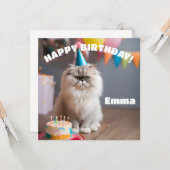 Persian Cat Birthday Party Karte (Vorderseite/Rückseite Beispiel)