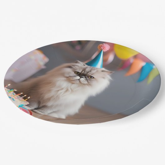 Persian Cat Birthday Party Pappteller (Schrägansicht)