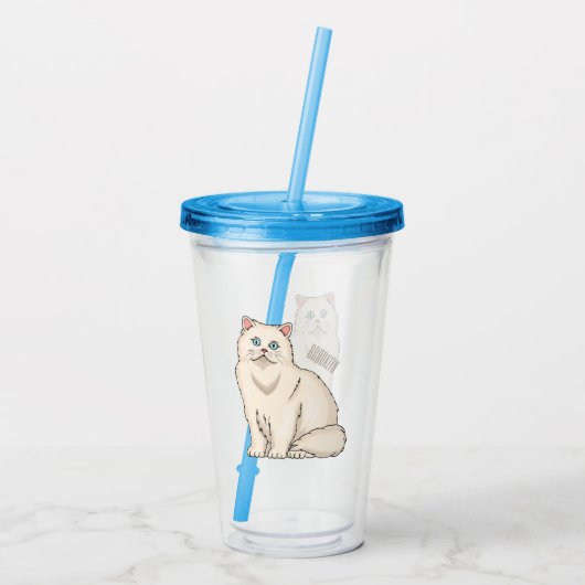 Persian cat cartoon illustration acryltrinkbecher (Rückseite)