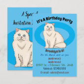 Persian cat cartoon illustration einladung (Vorne/Hinten)