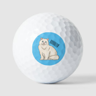 Persian cat cartoon illustration golfball