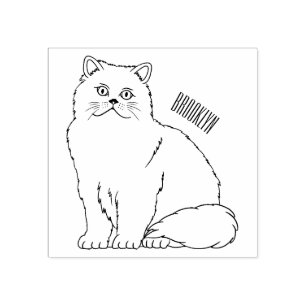 Persian cat cartoon illustration gummistempel