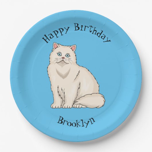Persian cat cartoon illustration pappteller (Vorderseite)