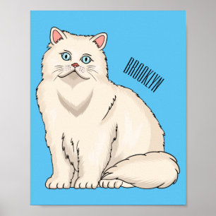 Persian cat cartoon illustration poster