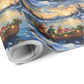 Persian Cat Christmas Boat Holiday Geschenkpapier (Rolleneckpunkt)