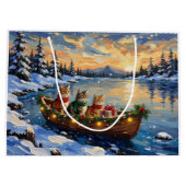 Persian Cat Christmas Boat Holiday Große Geschenktüte (Rückseite)