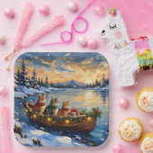 Persian Cat Christmas Boat Holiday Pappteller (Party)
