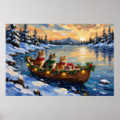 Persian Cat Christmas Boat Holiday Poster (Vorne)