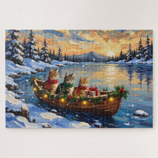 Persian Cat Christmas Boat Holiday Puzzle (Horizontal)