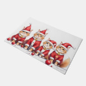 Persian Cat Christmas Dress Santa Hat Fußmatte (Schrägansicht)