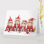 Persian Cat Christmas Dress Santa Hat Karte (Gelbe Blume)