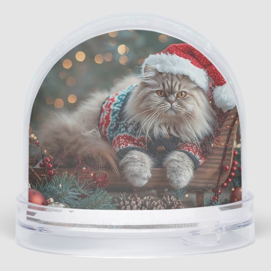 Persian Cat Christmas Personalisiert Double Side Schneekugeln (Rückseite)