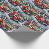 Persian Cat Christmas Red Truck Holiday Geschenkpapier (Ecke)