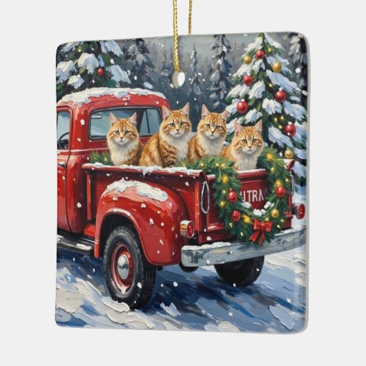 Persian Cat Christmas Red Truck Holiday Keramikornament (Links)